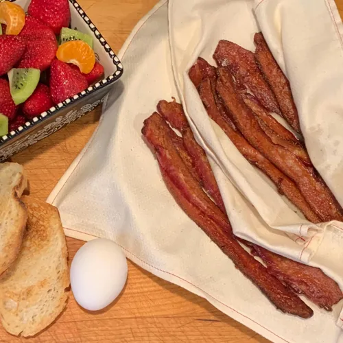 Vista 2 de Toalla de grasa de tocino reutilizable, algodón orgánico GOTS, fabricada en Estados Unidos, apta para microondas, repuesto de toalla de papel sin