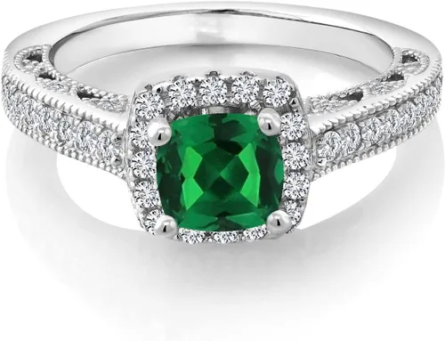 Vista 15 de Gem Stone King Anillo de compromiso de plata de ley 925 de 0.236 in con piedra natal y zafiro blanco creado con acento Anillo de compromiso