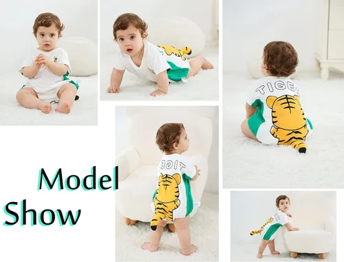Vista 4 de TONWHAR Body unisex de algodón para bebé, de manga corta, para bebés, niños y niñas, overol de animales para verano