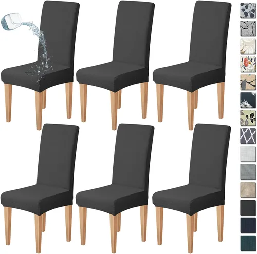 Vista 12 de Dioxide Juego de 4 fundas impermeables para sillas de comedor, fundas elásticas para sillas de comedor, fundas para sillas Parson, extraíbles