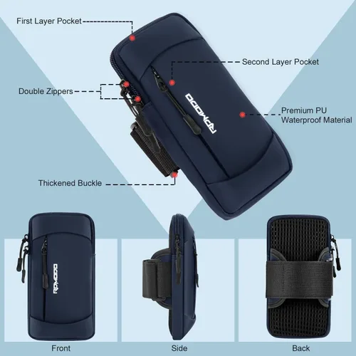 Vista 2 de Soporte para teléfono para correr, soporte para teléfono para iPhone 13, 14, 15, 16 Pro Max, Samsung, brazalete elástico ajustable para teléfono, 2
