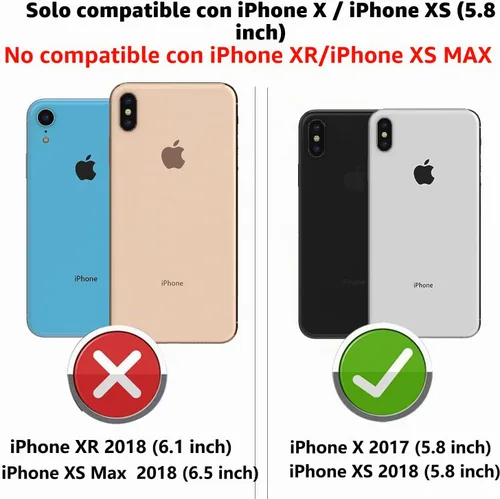 Vista 2 de Funda para iPhone X, iPhone Xs, cubierta de lente de cámara deslizante integrada+soporte de anillo de dedo+protector de pantalla, resistente a Negro