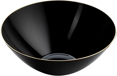 Vista 2 de Restaurantware -Moderna - Cuencos de plástico de 6 onzas, 20 cuencos de ensalada desechables duraderos - Con borde dorado, resistente, cuenco