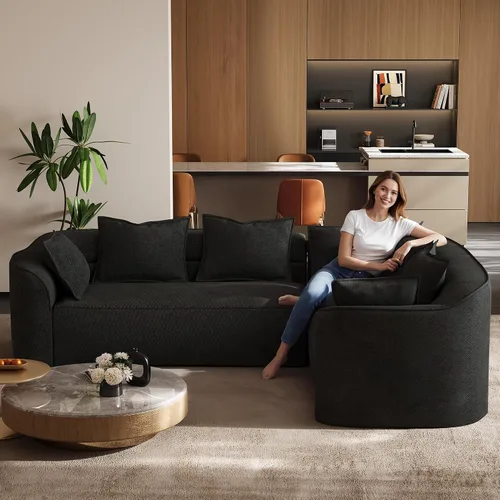 Vista 6 de OUYESSIR Sofá modular de gran tamaño de 111 pulgadas para sala de estar, sofá moderno de felpilla de lujo de 4 plazas, asiento extra profundo, sofá
