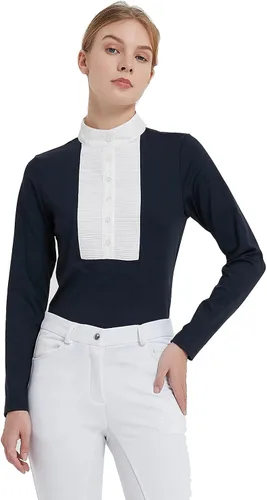 Vista 2 de HR Farm - Camisa de manga larga para mujer, Blanco