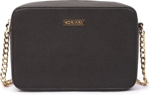 Vista 4 de Korvara Saffiano Crossbody Bag - Bolso bandolera para mujer pequeño de piel vegana Saffiano con cremallera superior