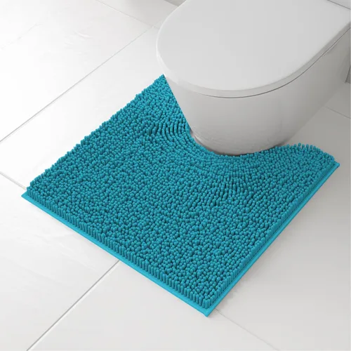 Vista 10 de RUN HELIX Juego de 4 alfombras de baño antideslizantes, suaves, peludas y absorbentes, con tapete de inodoro en forma de U, color negro