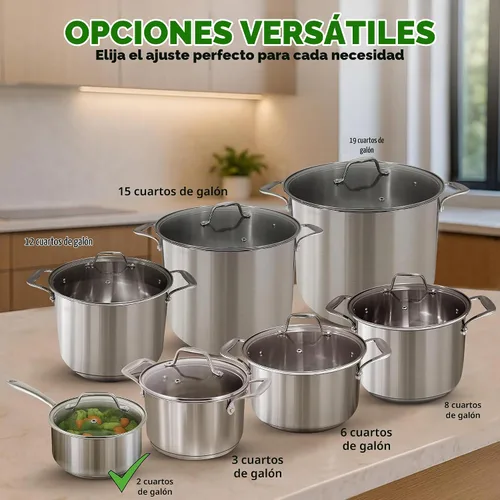 Vista 2 de NutriChef Olla de acero inoxidable de 2 cuartos de galón con tapa, cacerola resistente con asas ergonómicas, para todas las estufas