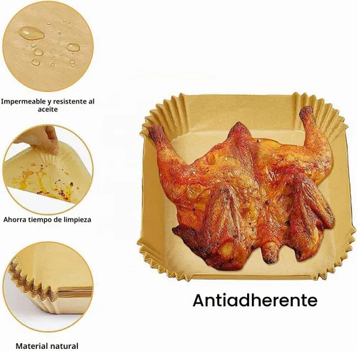 Vista 4 de Mini Forros para Freidora de Aire Desechables para la Mayoría de las Freidoras de Aire Pequeñas de 2-5 Qt, 100 Piezas de Papel Pergamino Pequeño