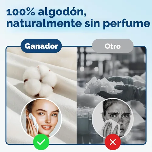 Vista 5 de Winner Paquete suave de toallas faciales, 100% de base biológica USDA, pañuelos de algodón sin perfume para piel sensible, toallitas faciales