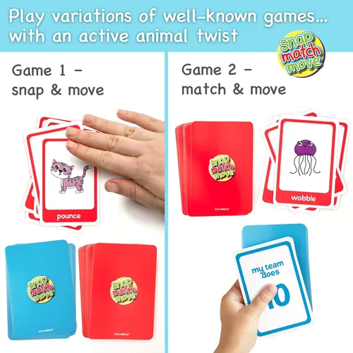 Vista 3 de Tarjetas de movimiento de animales - Juegos activos para niños pequeños y niños, juego a presión, juego y pesca con tarjetas de animales, tarjetas