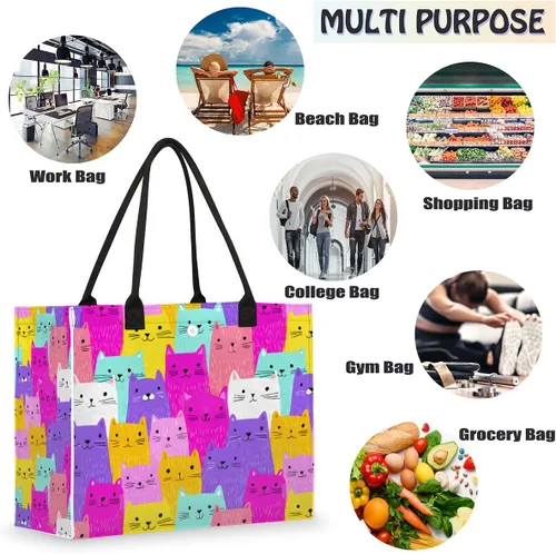 Vista 5 de Pardick Bolsa de mano reutilizable para mujer, bolsa de viaje, trabajo, compras, piscina y playa, A-04, Mediana
