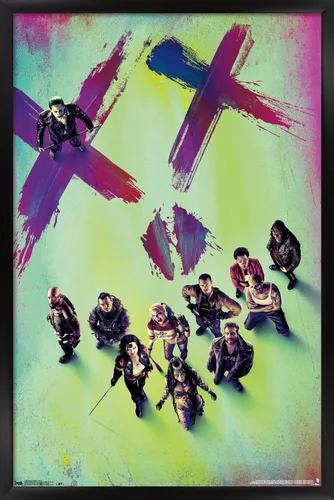 Vista 8 de Trends International - Póster de película de DC Comics - Escuadrón Suicida - Teaser, 14.725 x 22.375 in, versión enmarcada de Barnwood Versión