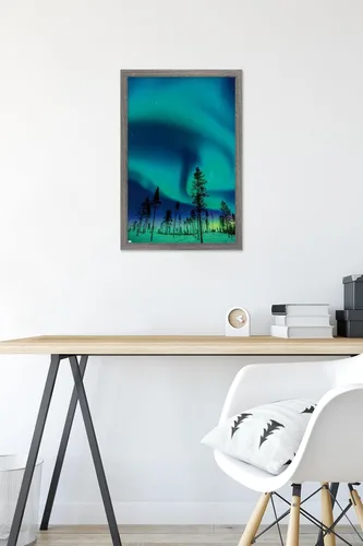 Vista 6 de Trends International Aurora Borealis - Póster de pared, 14.725 x 22.375 pulgadas, versión enmarcada de madera de granero