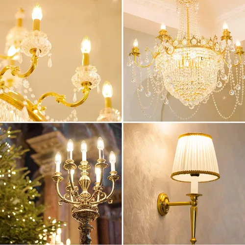 Vista 8 de Lepro Bombillas LED E12 regulables para candelabros, 2700 K blanco suave equivalente a 60 W, paquete de 6 Type B E12 base candelabra bulb for