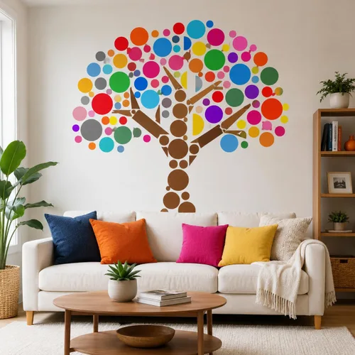 Vista 4 de 252 calcomanías de pared de lunares circulares para dormitorio de niños, sala de estar, aula, sala de juegos, vinilo extraíble, calcomanías de pared