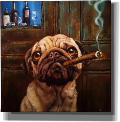 Vista 11 de Epic Graffiti 'Uptown Pug' de Lucia Heffernan, arte de pared en lienzo, 12 x 12 pulgadas
