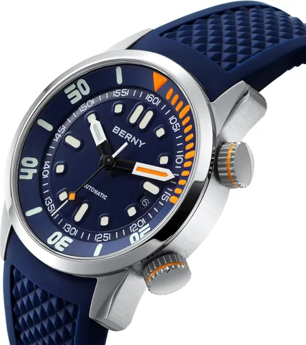 Vista 2 de BERNY Reloj de buceo para hombre, relojes mecánicos automáticos de moda para hombres, reloj de pulsera masculino impermeable 20AMT, reloj de pulsera