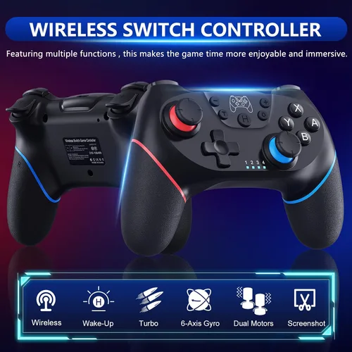 Vista 3 de CuleedTec Upgraded Switch Controller, Wireless Pro Controller for Switch 2/Lite/OLED, Bluetooth Remote Gamepad with Hall Effect Joystick, 6-Axis