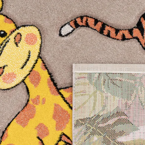 Vista 5 de Paco Home Alfombra de guardería para niños, diseño de animales de la selva, jirafa, león en beige, tamaño: 2 pies 8 pulgadas x 4 pies 11 pulgadas