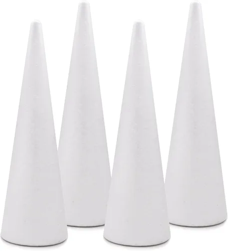 Vista 2 de Crafare Paquete de 2 conos de espuma 4x13.5 pulgadas de poliestireno para árbol, cono de 4x13.5 pulgadas para proyectos navideños, centro de mesa