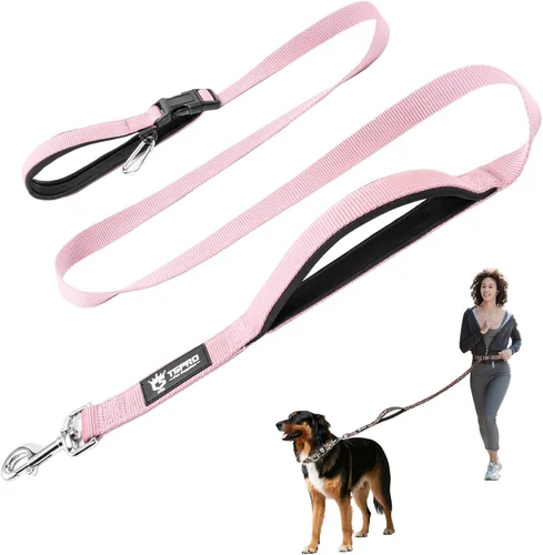 Vista 9 de TSPRO Correa táctica para perro, manos libres, resistente, ajustable, con mango acolchado y cierre de seguridad de metal para caminar, correr Azul