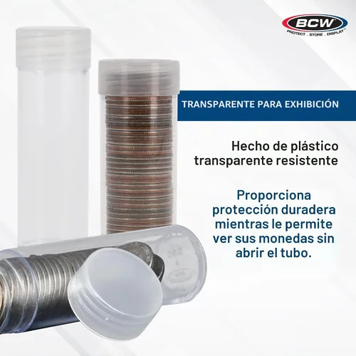 Vista 7 de BCW Tubos de monedas de medio dólar para Kennedy Half Dollars, herméticos