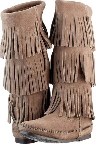 Vista 7 de Minnetonka Botas con flecos de 3 capas para mujer, Verde