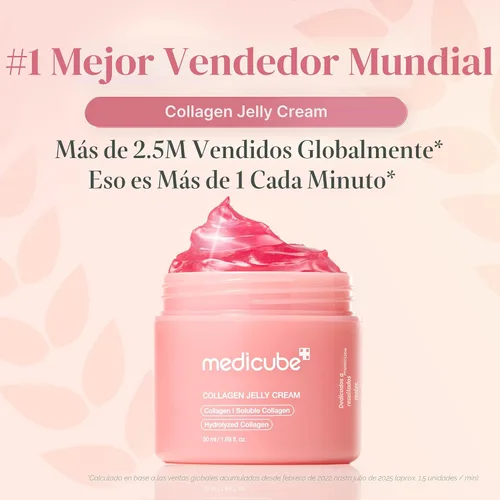 Vista 2 de medicube Crema de gelatina de colágeno, niacinamida y colágeno hidrolizado liofilizado, aumenta la hidratación de la barrera de la piel y da un