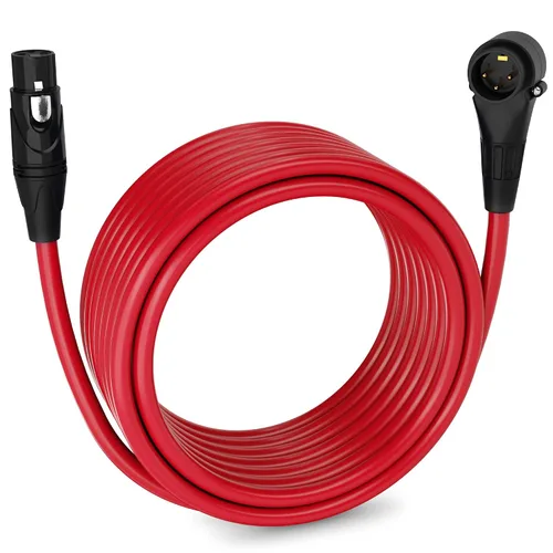 Vista 172 de LyxPro Cable de micrófono XLR hembra a macho de ángulo recto de 3 pines de 1.5 pies para altavoces amplificados, interfaz de audio, rendimiento