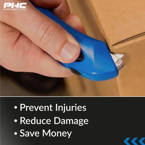 Vista 4 de Pacific Handy Cutter RSC-432 Cortador de seguridad para restaurante con campana de seguridad de bloqueo automático, desechable, seguro