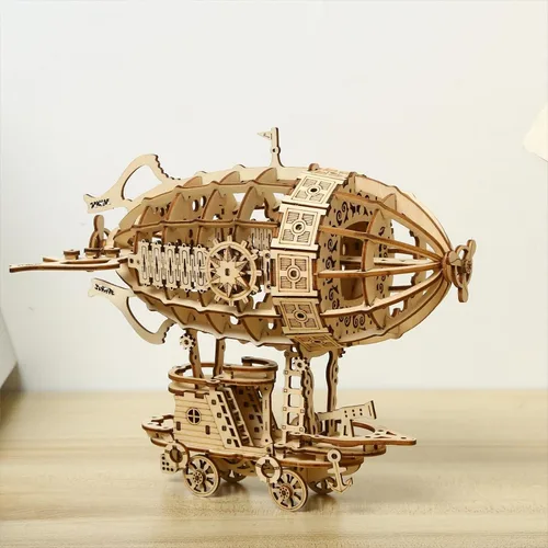 Vista 2 de Rompecabezas de madera 3D en kits de modelos de dirigibles, acertijos cerebrales y rompecabezas para Navidad/Cumpleaños, regalos para adultos