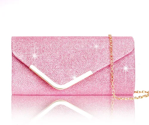 Vista 13 de Bolso de mano Larcenciel para mujer, bolso de lentejuelas brillante con cadena, bolso de noche con destellos para fiestas y graduaciones