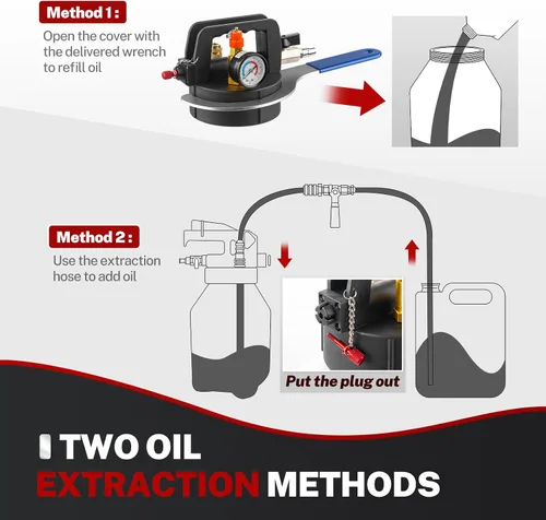 Vista 6 de BILITOOLS Bomba de Transferencia de Fluido de Transmisión Operada por Aire, 8L (2.1 Galones) Extractor Dispensador Automático Neumático de Aceite al