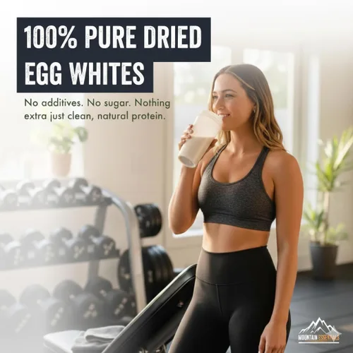 Vista 5 de Polvo de proteína de clara de huevo, 0.85 oz de proteína, un solo ingrediente, sin sabor, 100% puras claras de huevo secas pasteurizadas, ideal