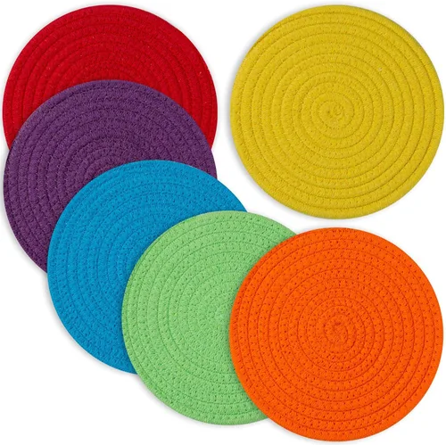 Vista 7 de Salvamanteles para platos calientes, ollas y sartenes, almohadillas calientes de 8 pulgadas, 5 piezas, soportes para ollas para cocina, tapete