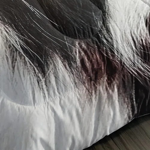 Vista 6 de Juego de edredón de piel de vaca marrón occidental, juego de ropa de cama con estampado de vaca marrón y blanco, edredón de plumón de animales