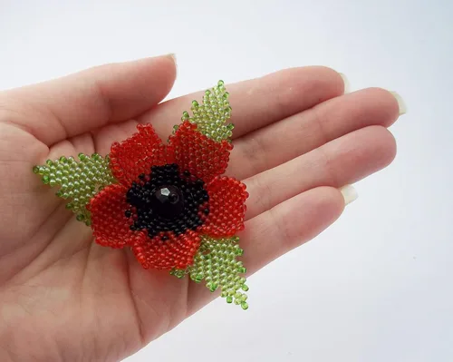 Vista 2 de Handmade Hair jewelry poppy flower clip bridal accessories hair piece wedding head jewelry