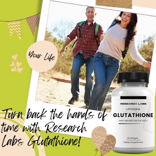 Vista 2 de Research Labs Suplemento de glutatión liposomal con Gluta-IV™, absorción mejorada 100x sobre glutatión en polvo. 2 Fer 1 anuncio, 120 cápsulas