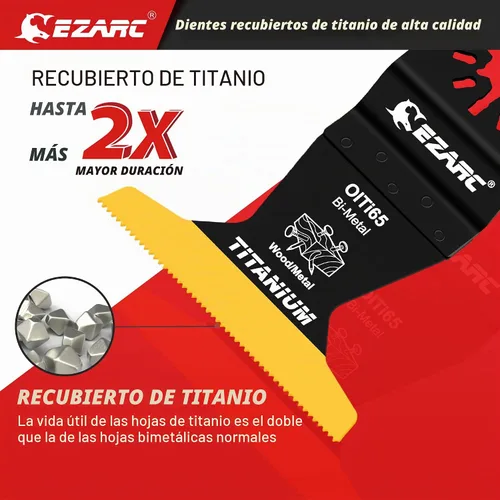 Vista 4 de EZARC Hojas de sierra oscilante de titanio, 3 cuchillas multiherramienta extendidas para metal, clavos de madera, corte de tornillos, plástico