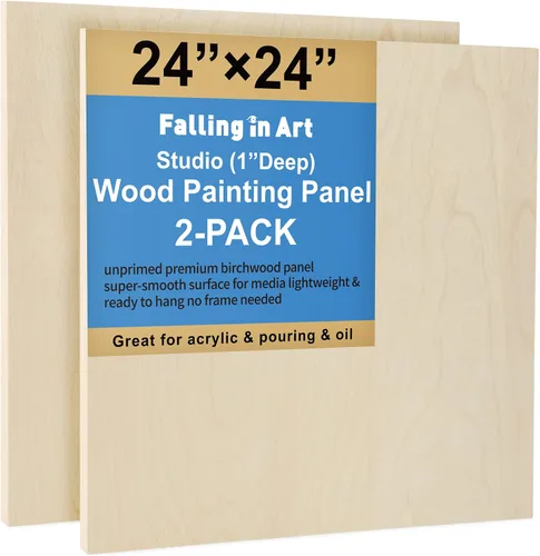 Vista 18 de Kit de Paneles de Lienzo de Madera de Abedul Sin Terminar, Falling in Art Paquete de 2 de 11x17'' Tablas de Cuna de Estudio de 3/4'' de Profundidad