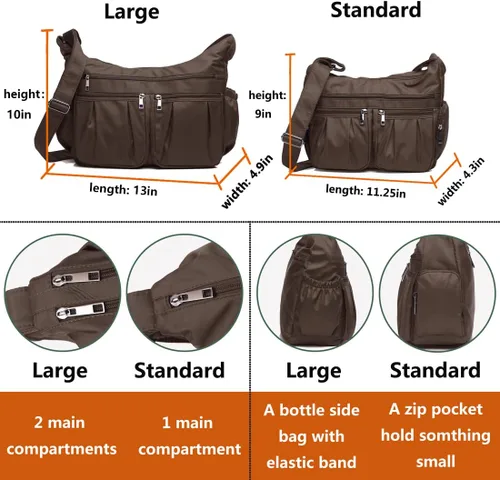 Vista 3 de VOLGANIK ROCK Bolsos cruzados para mujeres, bolsos de hombro, ligeros, impermeables, de nylon, bolsa de viaje para damas, carteras