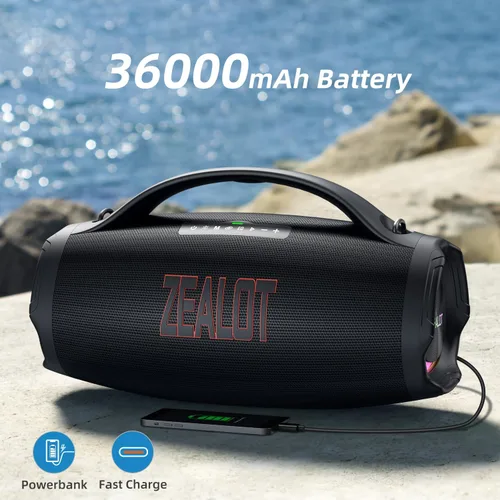 Vista 4 de ZEALOT Altavoz Bluetooth con subwoofer, altavoz inalámbrico fuerte con graves masivos, altavoces estéreo fuerte, 160 W RMS/200 W pico, IPX6