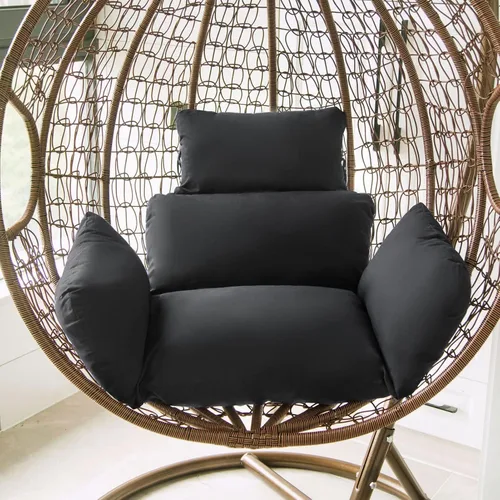 Vista 15 de HUHJYUGE Cojín para silla de columpio, cojín suave para silla colgante de patio con reposacabezas, lavable para colgar huevos colgantes, cojín