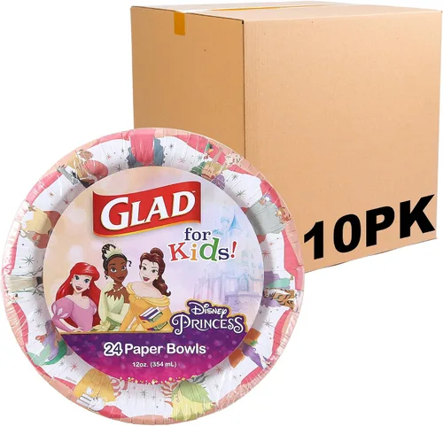 Vista 10 de Glad para Niños Cuencos de Papel para Snacks de Princesas Disney, "Magic is in All of US" - Resistentes, Aptos para Microondas, Tazas Desechables