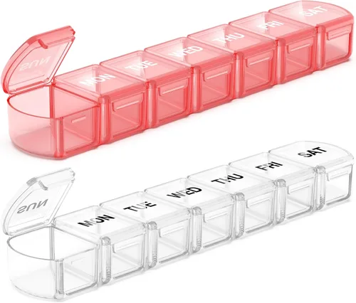 Vista 9 de Organizador de píldoras extra grande 3 paquetes, pastillero XL de 7 días, estuche semanal de píldoras con gran capacidad, organizador jumbo, sin BPA
