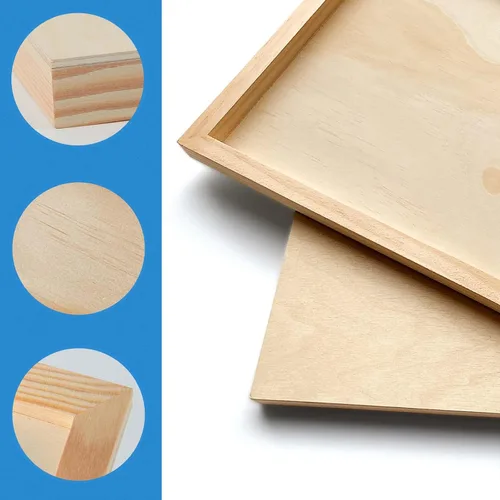 Vista 5 de Falling in Art Kit de paneles de madera de abedul sin terminar para pintura, lienzo de madera, paquete de 4 unidades de 4 x 12 pulgadas de estudio
