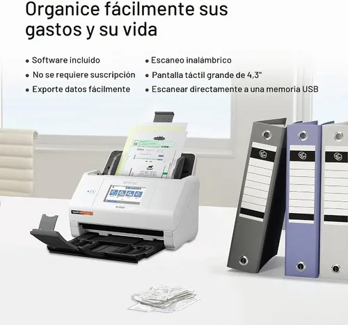 Vista 2 de Epson RapidReceipt RR-600W Escáner de recibos y documentos inalámbrico de escritorio a color dúplex con software de gestión de recibos, pantalla