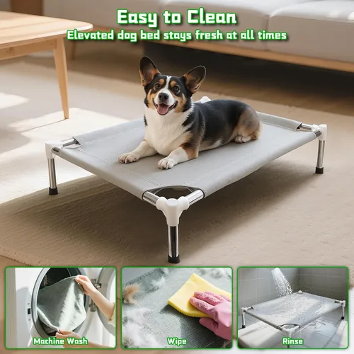 Vista 4 de Makerfire Cama Elevada para Perros, Catre Elevado para Interiores/Exteriores para Perros Pequeños, Cama Desmontable para Mascotas con Patas