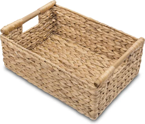 Vista 19 de VATIMA Cestas de hierba marina con asas de madera, juego de 3 cestas decorativas de mimbre natural para cocina